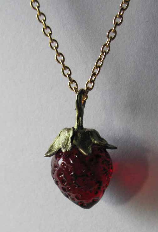 Dainty Strawberry Pendant Necklace
